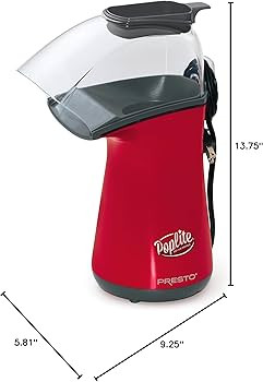 Presto Poplite Hot Air Popcorn Popper, 18 Cups, Red | Amazon (US)