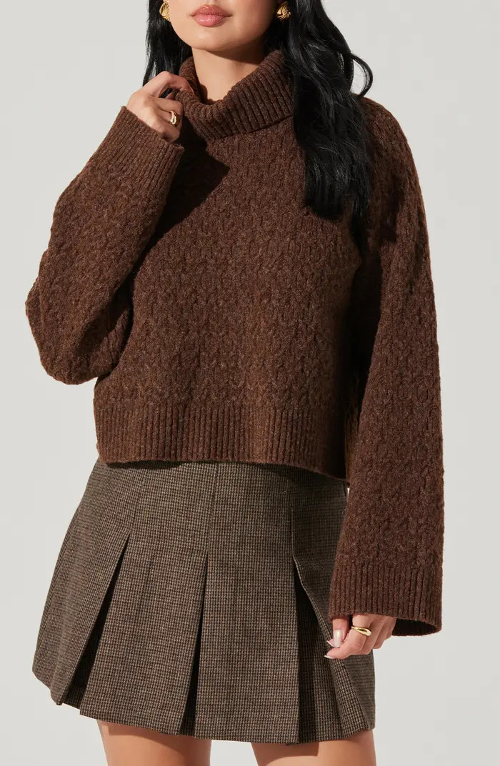 Textured Stitch Crop Turtleneck Sweater | Nordstrom