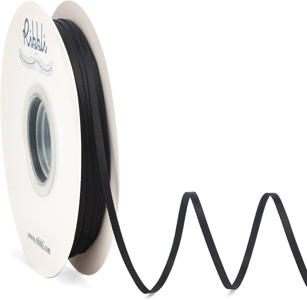 Ribbli Satin Ribbon 1/8 inch x Continuous 100 Yards, Thin Black Ribbon Double Faced Use for Weddi... | Amazon (US)