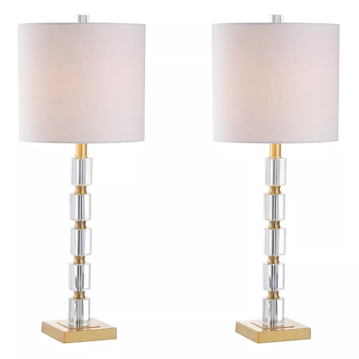 (Set of 2) 28.5" Crystal Claire Table Lamps (Includes LED Light Bulb) Clear/Brass - JONATHAN  Y | Target