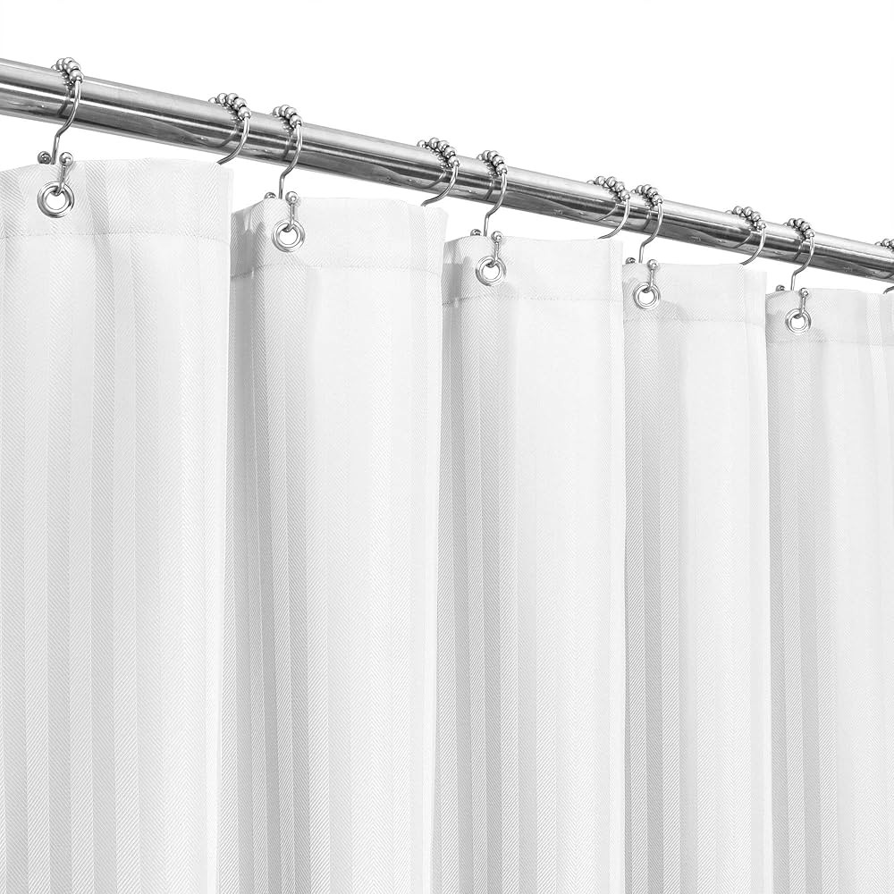 Amazon.com: Barossa Design Herringbone Striped Fabric Shower Curtain Standard Size - Hotel Grade,... | Amazon (US)
