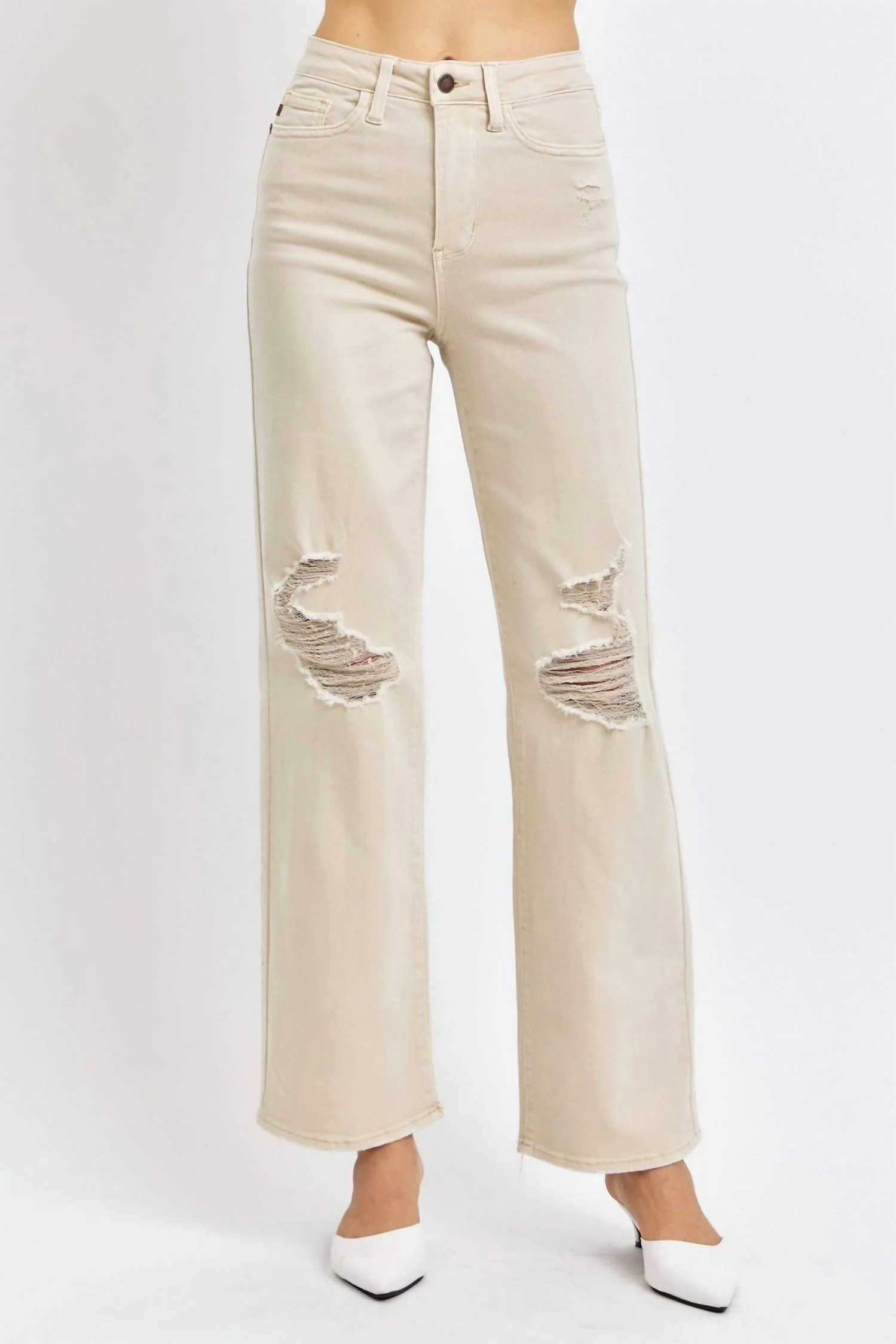 High Waist 90'S Straight Denim Jeans In Bone | Shop Simon