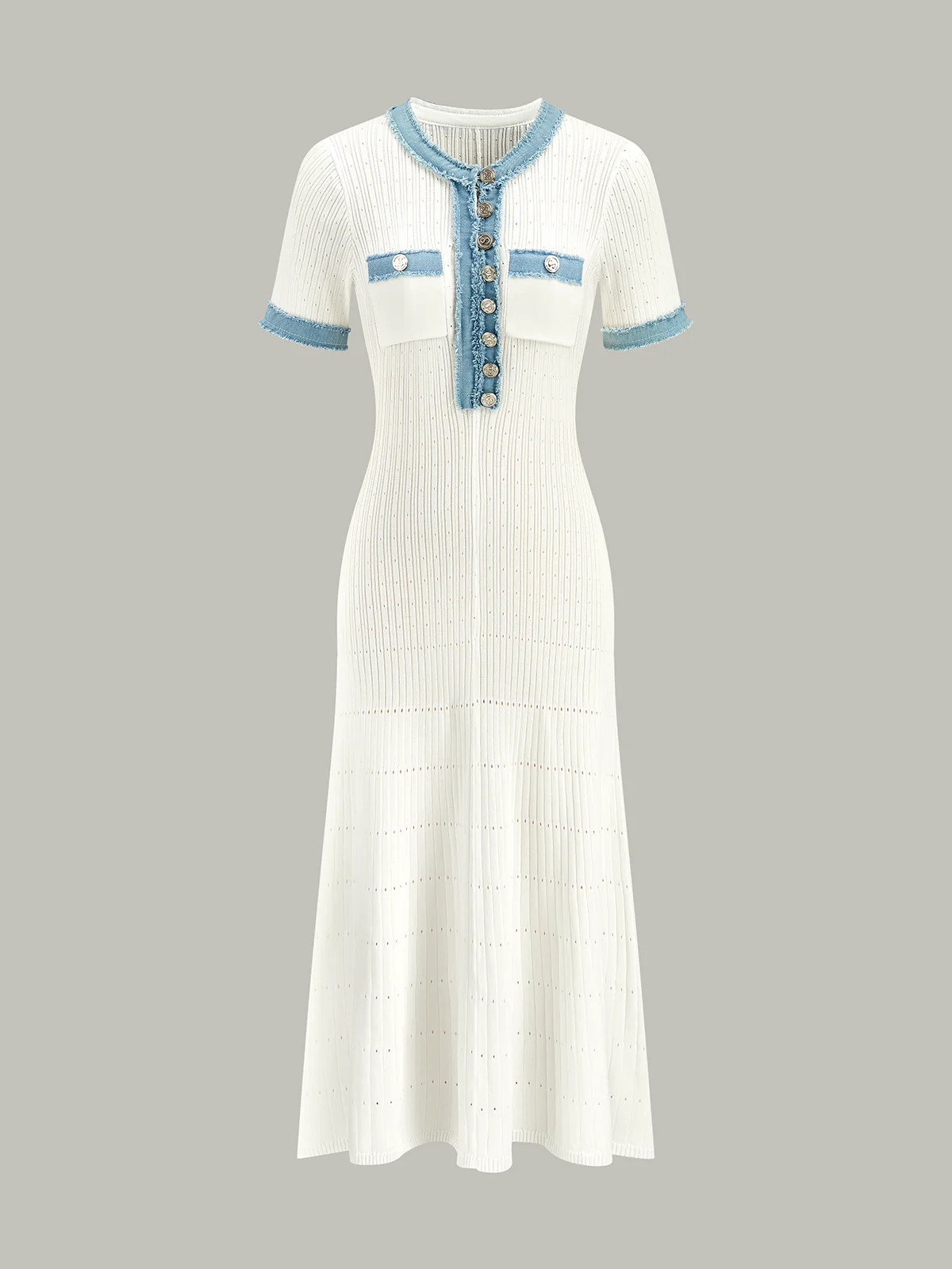 Trimmed Knit Midi Dress | Commense