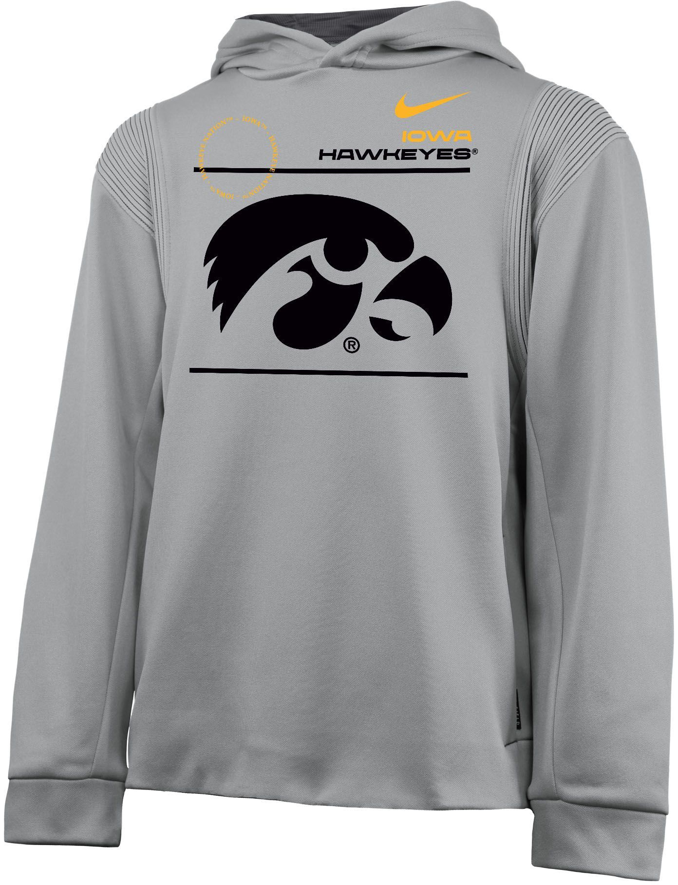 Nike Youth Iowa Hawkeyes Grey Therma Football Sideline Pullover Hoodie, Boys' | Dick's Sporting Goods