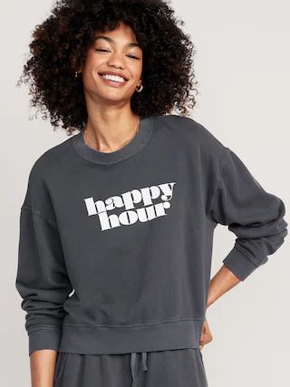 Cropped Vintage French-Terry Sweatshirt for Women | Old Navy (US)