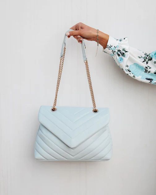 Kaisley Quilted Crossbody Shoulder Bag - Light Blue | VICI Collection