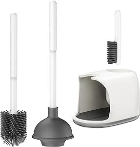 Bthiner Toilet Brush and Plunger Set, 2 in 1 Toilet Bowl Brush Plunger Set with Holder, Bathroom ... | Amazon (US)