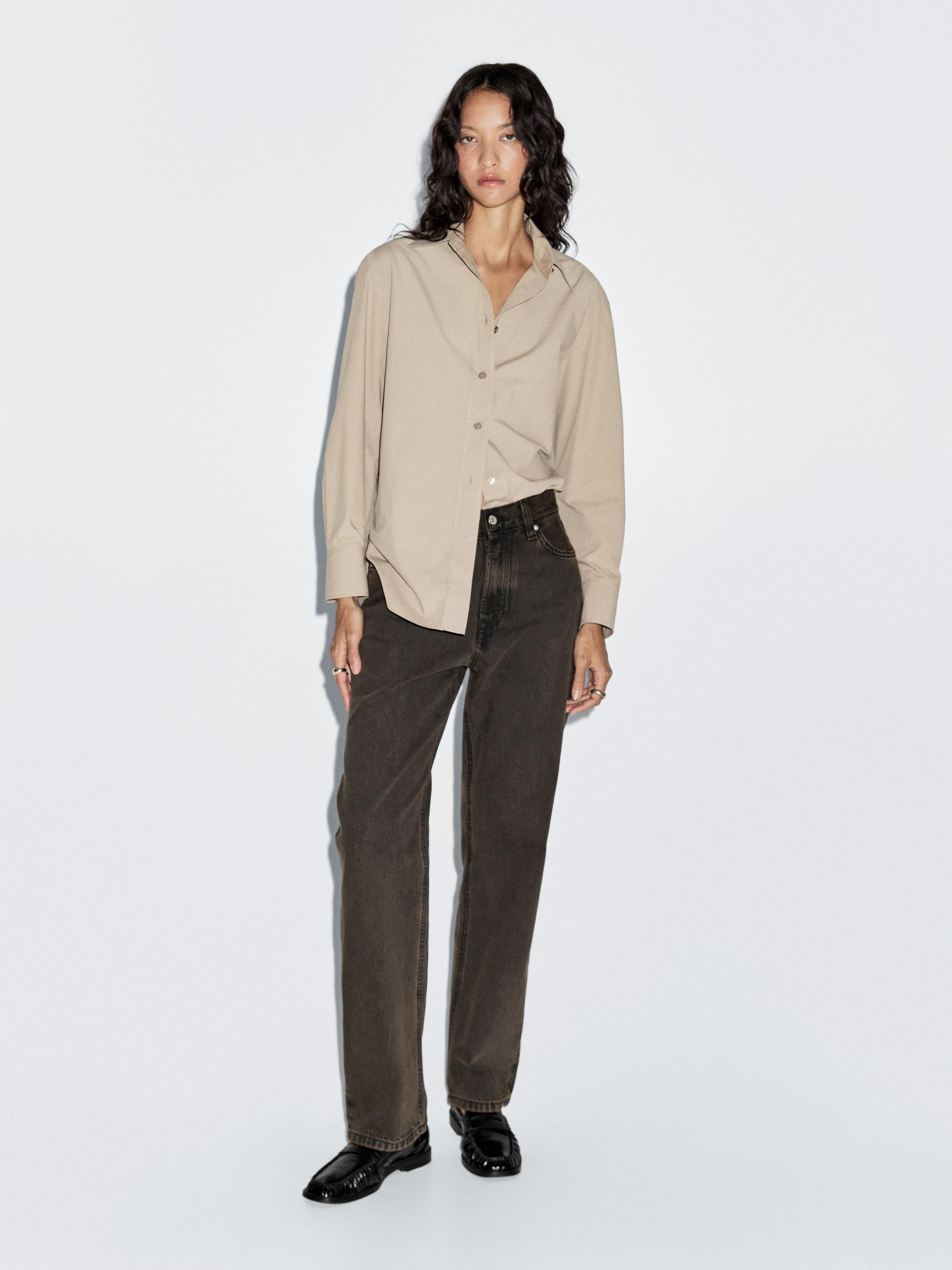 Straight-leg high-waist jeans | Massimo Dutti US