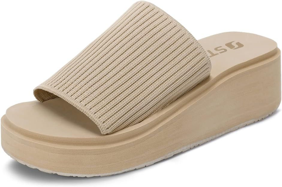 STQ Platform Sandals Women Cute Chunky Slides with Comfort Memory Foam | Amazon (US)