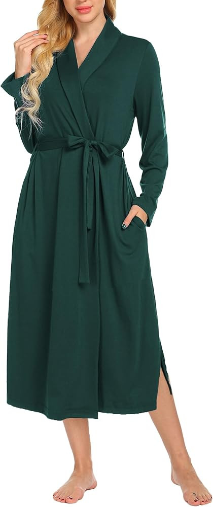 Ekouaer Robes for Women Long Sleeve Knit Kimono Bathrobe Soft Lightweight Loungewear Ladies Cotto... | Amazon (US)