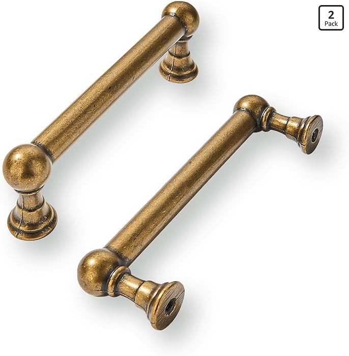 khtumeware 2 Pack 3 Inch Hole Center Antique Brass Cabinet Pulls Heavy Duty Solid Cabinet Handles... | Amazon (US)