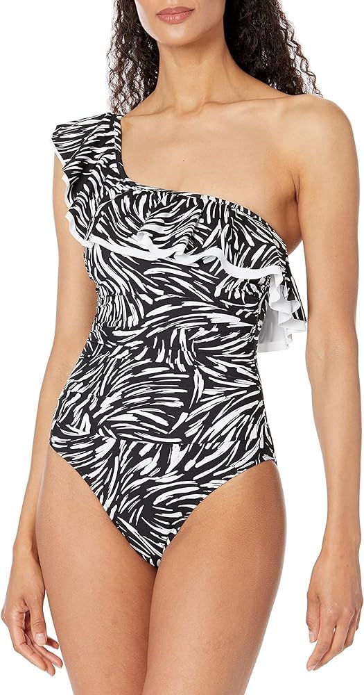 Profile by Gottex womens Black Swan One Shoulder Ruffle One PieceOne Piece Swimsuit | Amazon (US)