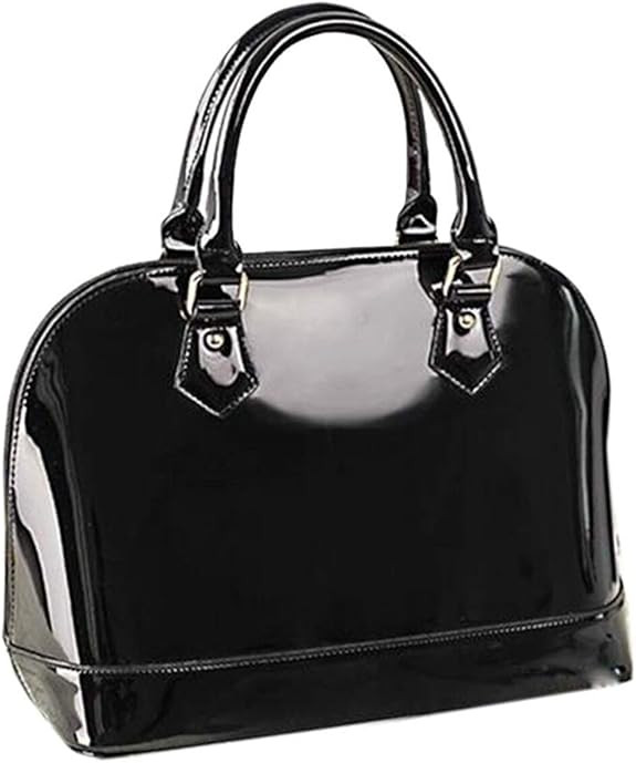 Patent Leather Dome Satchel Purse Zip-around Handbag Multi-Pocket Shoulder Bag Shiny Large Top-ha... | Amazon (US)