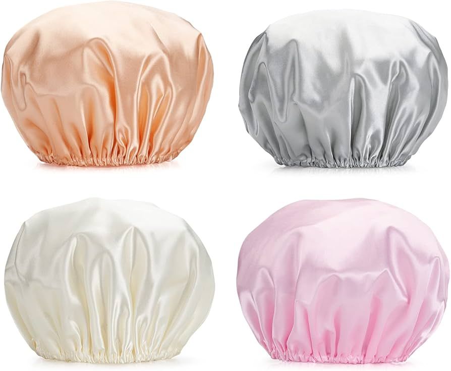 AmazerBath Shower Cap, 4-Pack Shower Caps for Women, Double Waterproof Layers Bathing Shower Hat ... | Amazon (US)