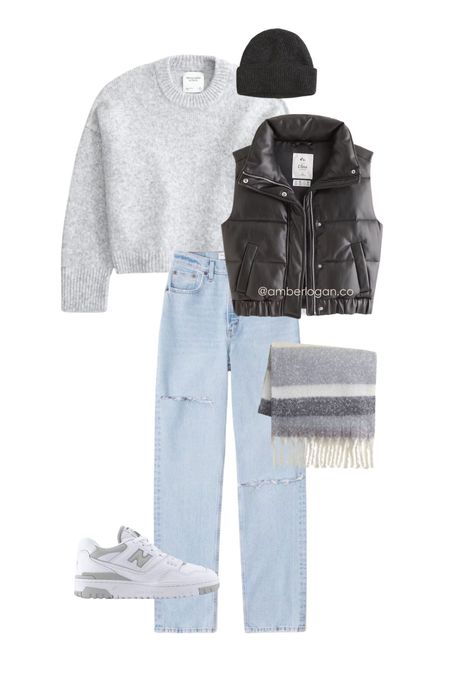 Fall outfit idea from Abercrombie 

Sweater, loose jeans, leather puffer vest, winter scarf, shoes, new balance sneakers 

#LTKshoecrush #LTKstyletip #LTKfindsunder100