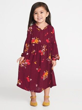 Balloon-Sleeve Midi Dress for Toddler Girls | Old Navy US
