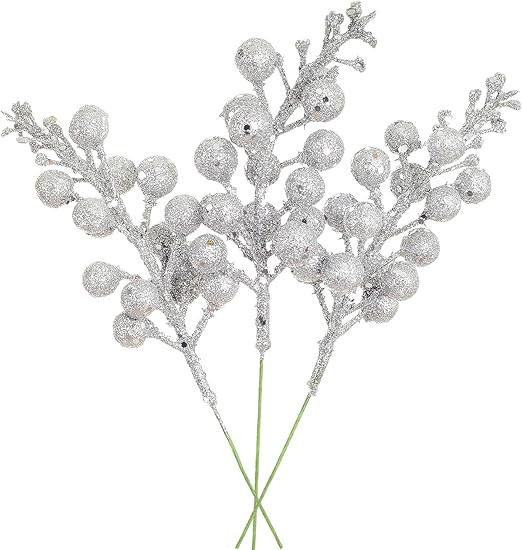 Artiflr 14 Pack Christmas Glitter Berries Stems, 7.8Inch Artificial Christmas Picks for Christmas... | Amazon (US)