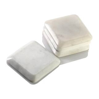 Mascot Hardware Square White Marble Taper Coasters (4-Pieces), Whites | The Home Depot