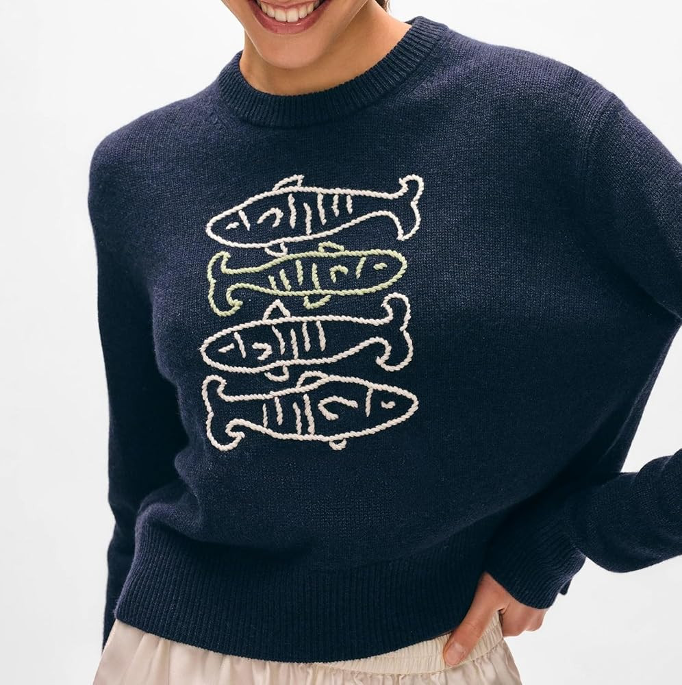 Women Y2k Graphic Sweater Top Long Sleeve Crewneck Cute Jumper Vintage Aesthetic Oversized Knit P... | Amazon (US)