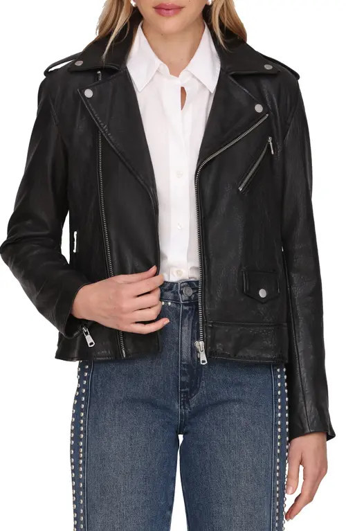 Avec Les Filles Leather Moto Jacket in Black at Nordstrom, Size Xx-Small | Nordstrom