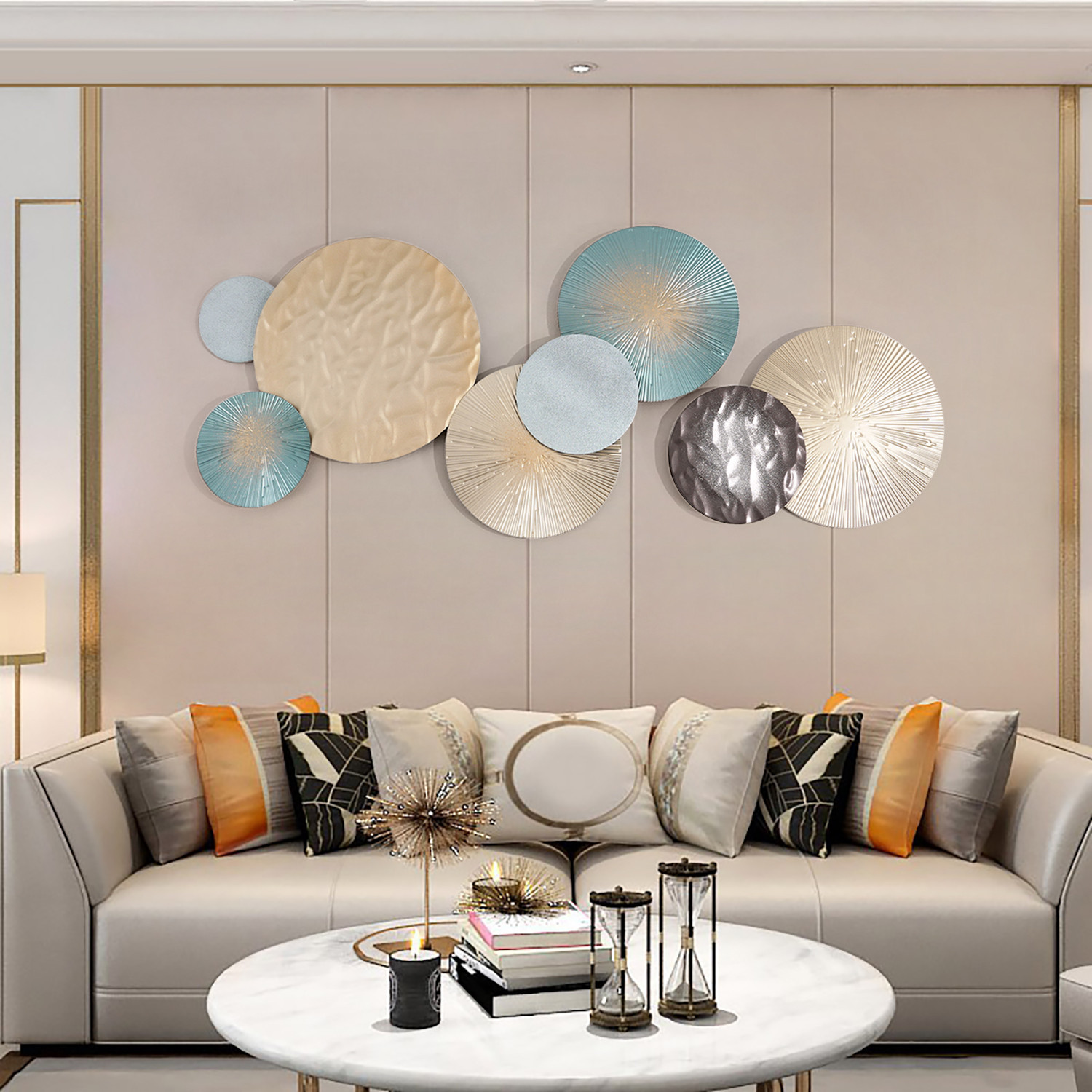 3D Art Deco Large Metal Round Textured Wall Decor for Living Room Bedroom | Homary