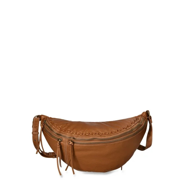 No Boundaries Carey Women's Crossbody Sling Bag Cognac Brown | Walmart (US)