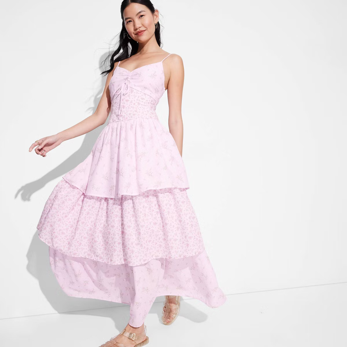 Women's Tiered Maxi Empire Waist Dress - Wild Fable™ Pink Floral 3X | Target