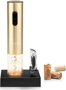 Secura Electric Wine Opener, Automatic Bottle Corkscrew Opener with Foil Cutter, Rechargeable (Ch... | Amazon (US)