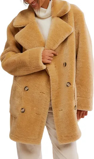 Mari Double Breasted Reversible Faux Shearling Coat | Nordstrom