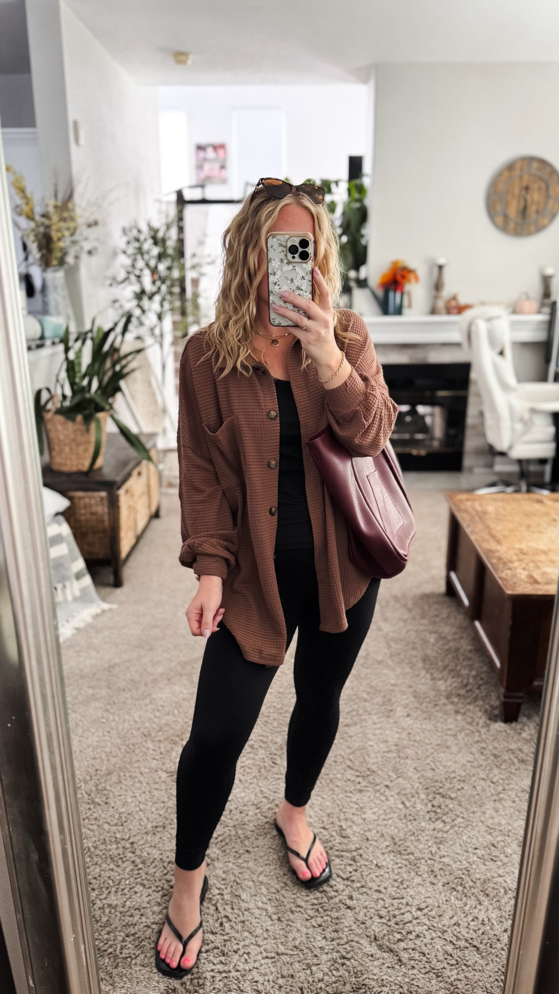 Brown waffle knit button down shirt with a black tank top, leggings, burgundy tote bag, and sandals 




Amazon outfits, fall outfit inspo, outfit ideas, casual outfits amazon, amazon outfits every day, outfit ideas 2026, fall outfits, fall outfits Amazon, midsize fall outfit inspo, petite outfits for fall, Amazon fall fashion, casual fall style, trending fall fashion, September outfit ideas, autumn outfits

#LTKootd #LTKSaleAlert #LTKPetite