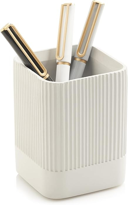 KIBAGA Aesthetic Pen Holder for Desk - Modern Concrete Pencil Holder - Cute and Functional Desk O... | Amazon (US)