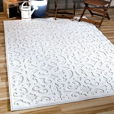 Orian Sculpted 4704 Indoor/Outdoor High-Low Debonair Natural Area Rug, 5'2" x 7'6", Ivory | Amazon (US)