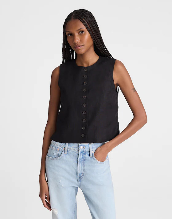 Button-Front Shell Top in 100% Linen | Madewell