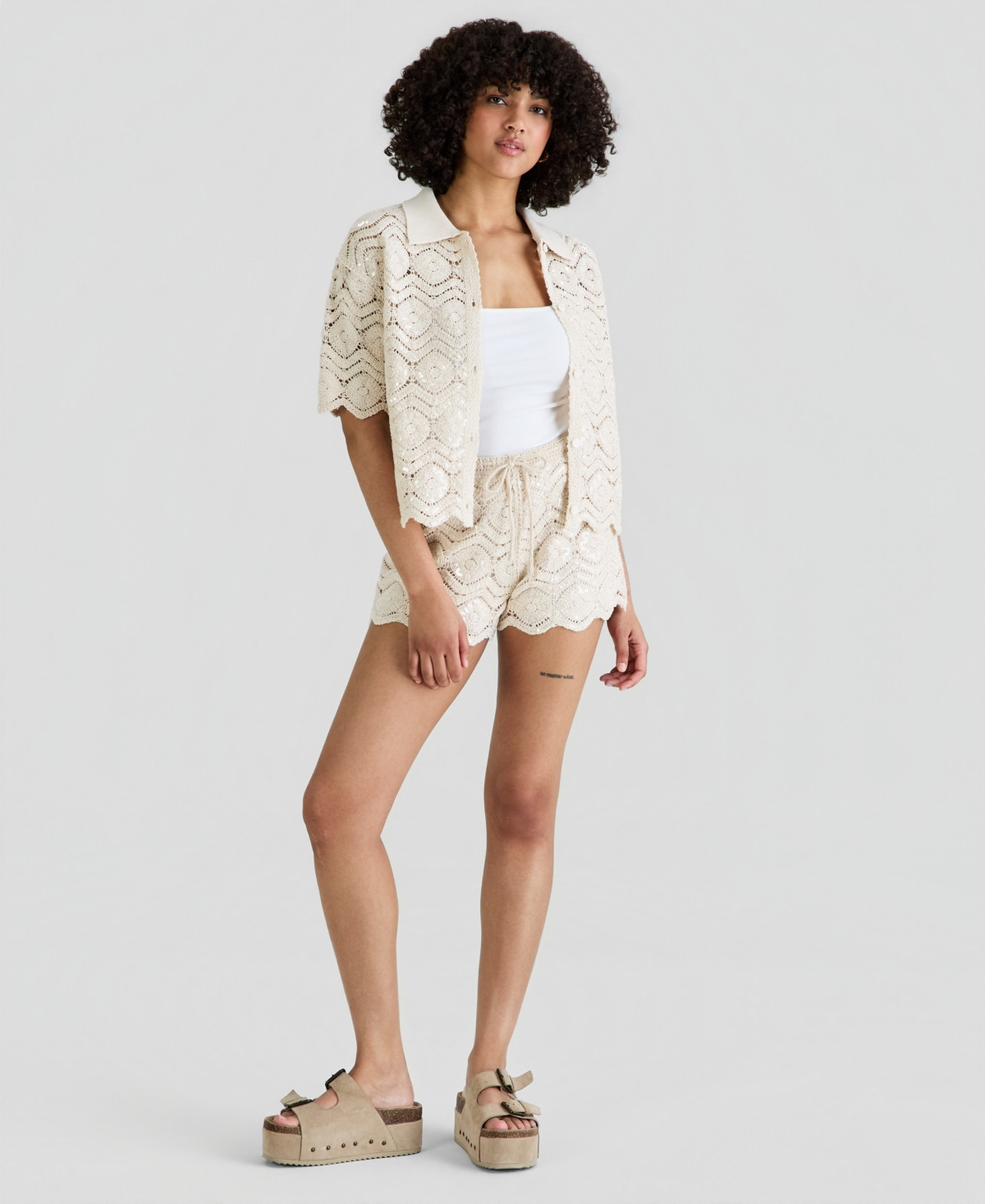 And Now This Women's Sequin Embellished Crochet Shorts, Macy's Exclusive - As Is | Macy's