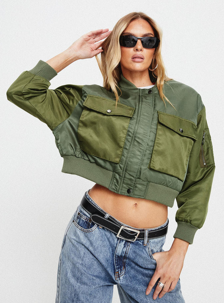 Milener Utility Bomber Jacket Olive | Princess Polly US