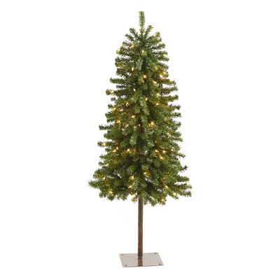 4ft Nearly Natural Pre-Lit Alpine Artificial Christmas Tree Clear Lights | Target