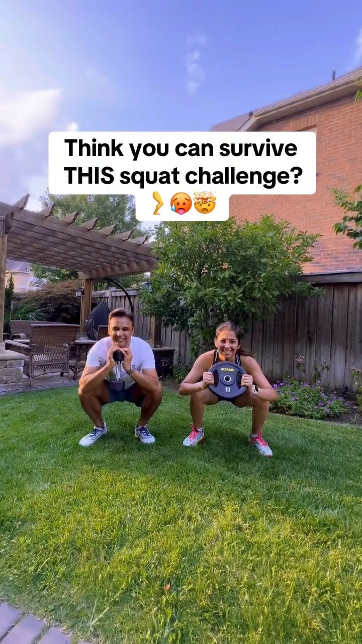 Who’s up for the Goblet Squat Challenge? 💪
 Grab your partner, give it a go, and don’t forget to tag them in! 🔥 Your legs will thank (or hate 😅) you later. 

Rules are simple:
5 squats each → hold in squat position.
4 squats each → hold.
… all the way down to 1.
No breaks. No excuses. 😏

We started laughing. Then it got serious. Then our legs started shaking.
Who do you think lasted longer — me or Ritesh? 👀

🎯 Save this reel and send it to the person you want to challenge next. 

 #GobletSquat #CoupleWorkout #LegDayChallenge #FitTogether #SquatGoals#Couplegoals#viral#challenge