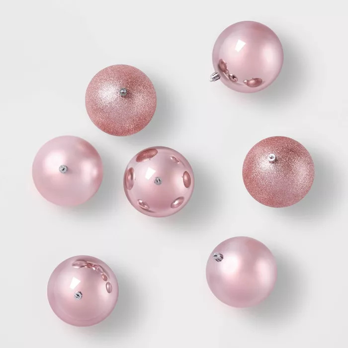 12ct/100mm Christmas Ornament Set Blush - Wondershop™ | Target