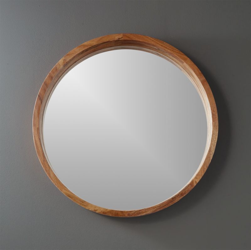 Acacia Wood Round Wall Mirror 24" + Reviews | CB2 | CB2