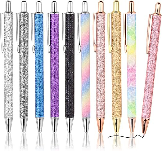 WY WENYUAN 10 Pcs Ballpoint Pens, Comfortable Writing Pens, Metal Retractable Pretty Journaling P... | Amazon (US)