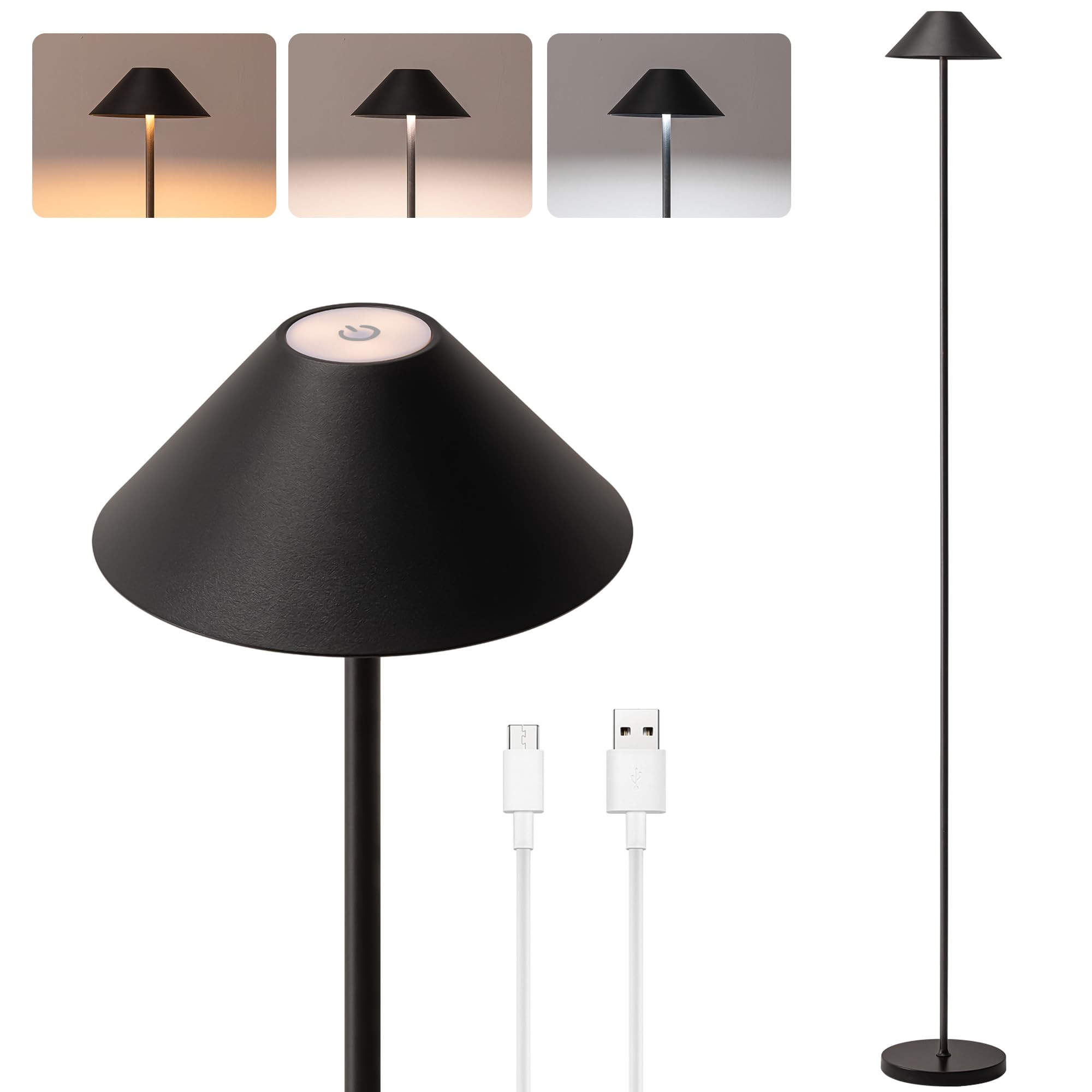 Rechargeable Floor Lamp for Indoor/Outdoor, Cordless Tall Standing Lamp with 3 Color Temps & Dimm... | Amazon (US)