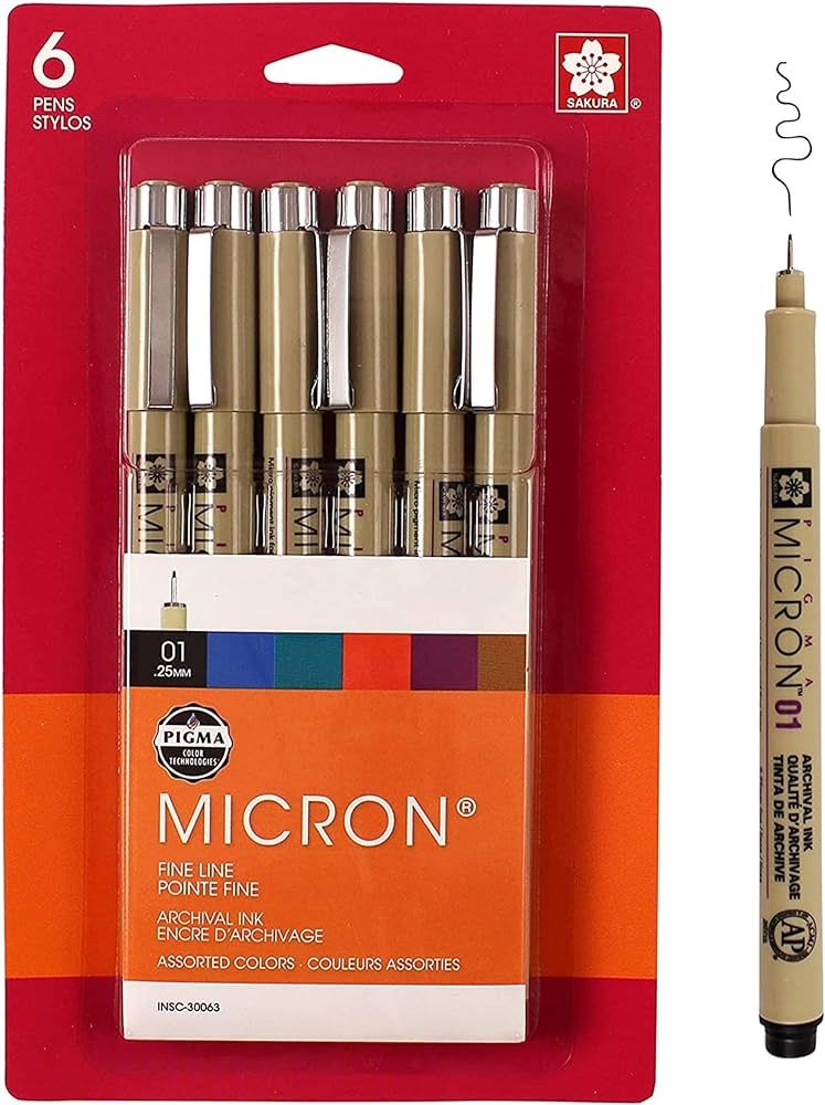 SAKURA Pigma Micron Fineliner Pens - Archival Black and Colored Ink Pens - Pens for Writing, Draw... | Amazon (US)