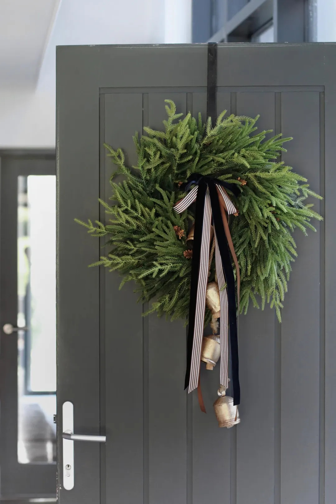 Faux Norfolk Pine Wreath With Cow Bells, Eucalyptus, Spruce & Pine Wreath | Artificial Winter Wre... | Etsy (US)