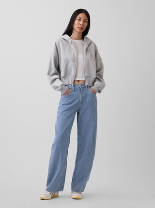 High Rise UltraSoft Denim Stripe Barrel Jeans | Gap (US)