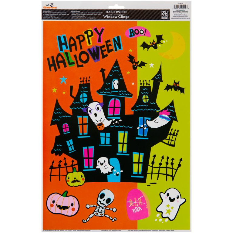 Haunted House Window Cling, Multicolor, 11" x 17.5", Halloween by Way To Celebrate | Walmart (US)