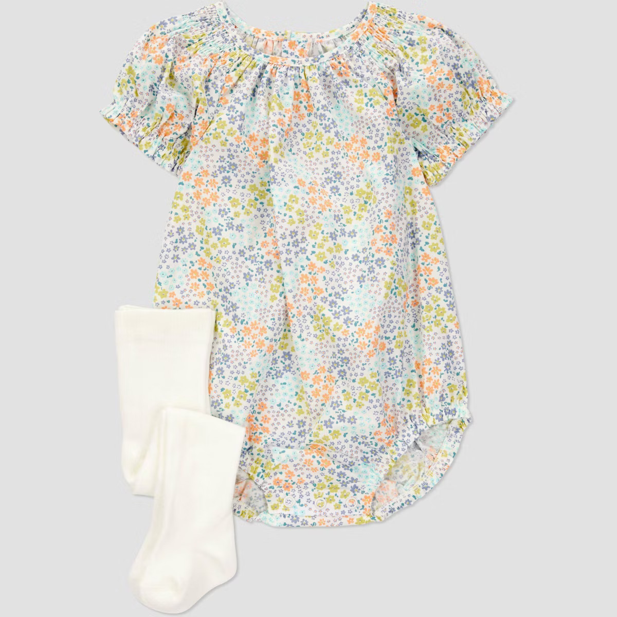 Carter's Just One You® Baby Girls' Micro Floral Romper with Tights - Blue 3M | Target