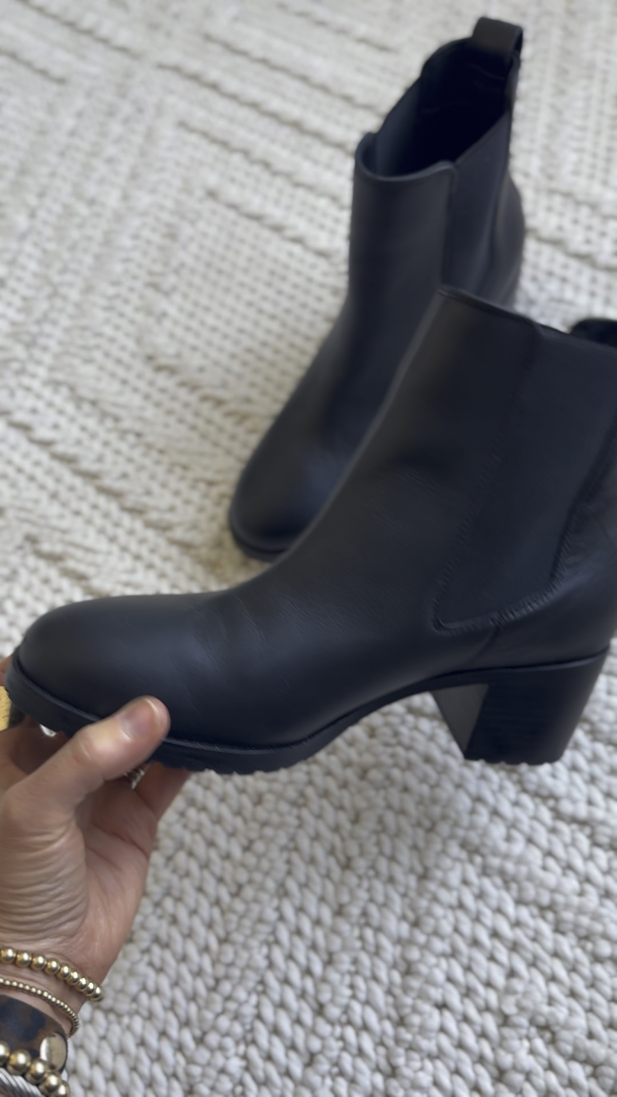 These classic Chelsey boots are practical for the fall weather (rain or sleet), but also very chic and easily will elevate your looks! 
These fit true to size