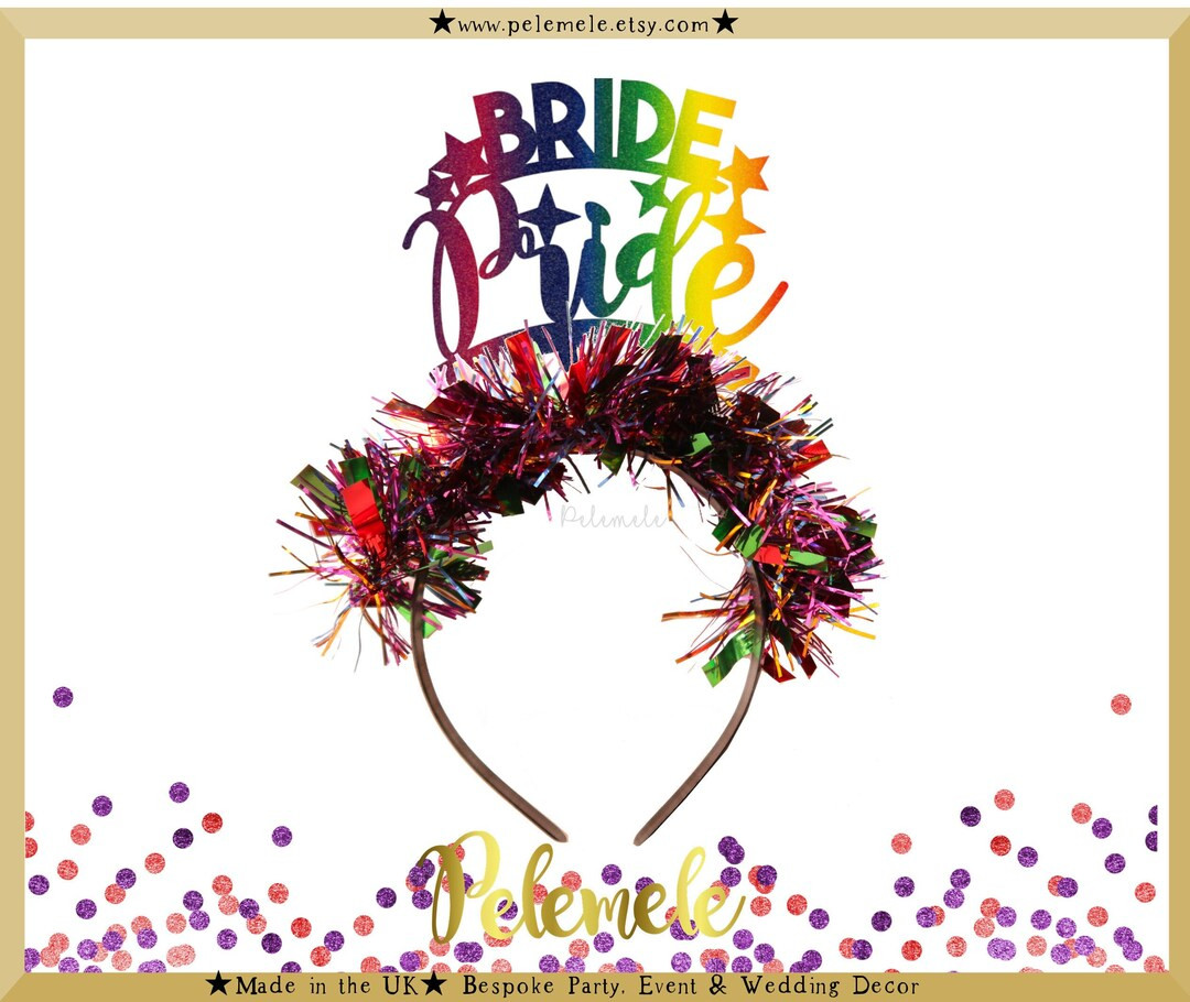 Glitter Bride Pride Headband - Lesbian Engagement, Gay Bachelorette Party Crown, Pride Hen Party,... | Etsy (US)
