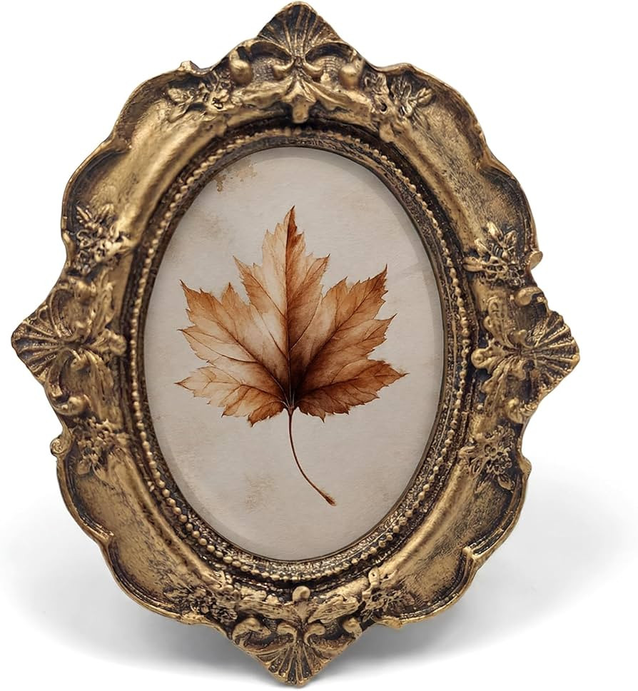 Maple Fall Small Oval Picture Frame, Vintage Orange Bronze Photo Frame, Rustic Farmhouse Autumn M... | Amazon (US)