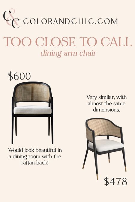 Two dining arm chairs that are very similar and would look great in a dining room! 

#LTKStyleTip #LTKHome
